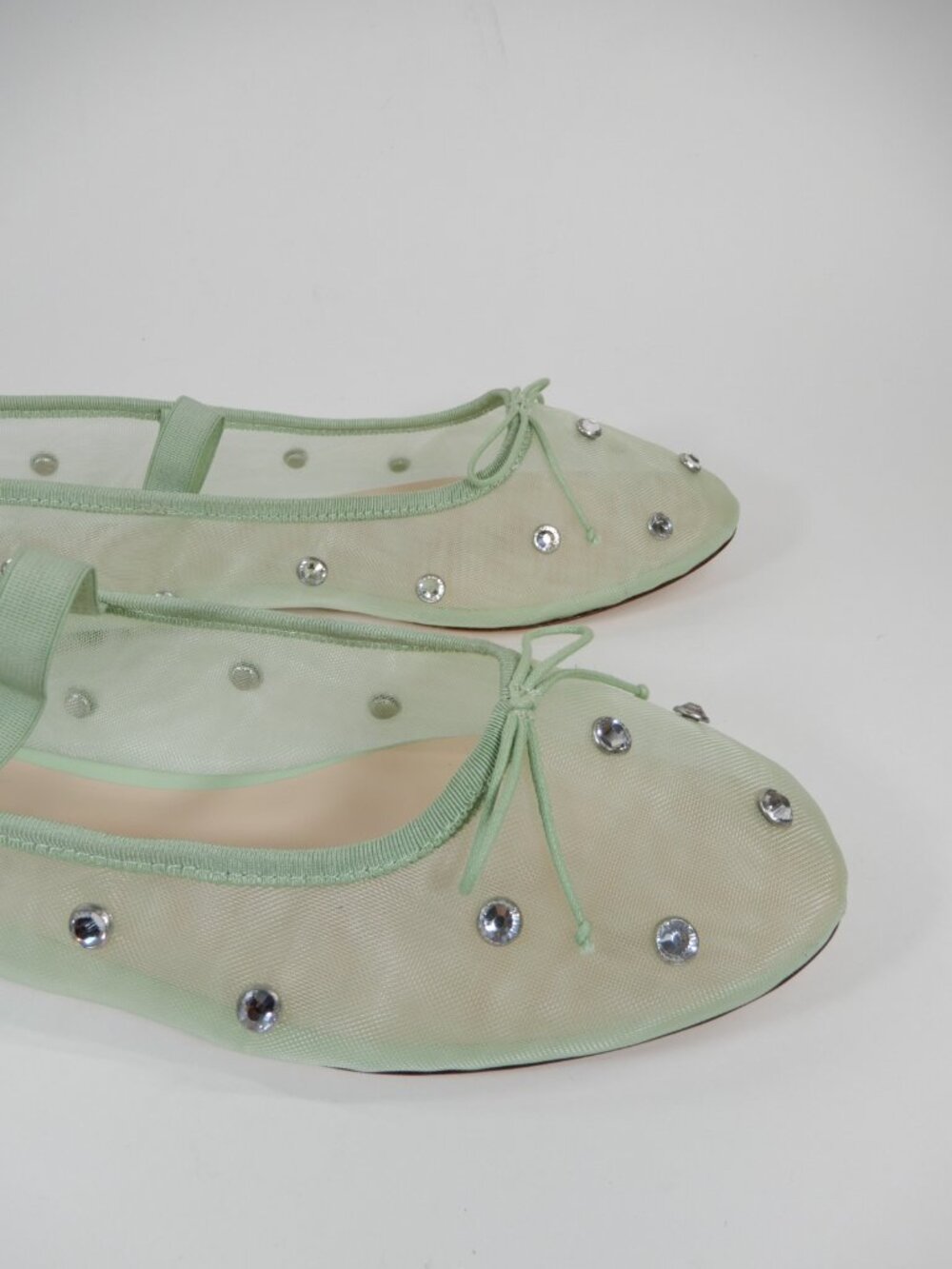 Loeffler Randall Leonie Mary Jane Ballet Flats Size 10 Crystal Mesh Seafoam NEW - Picture 12 of 16